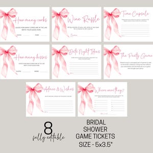 100 Editable Bridal Shower Games Bundle, She's Tying the Knot Bridal Shower Games, Pink Bow Bridal Shower Game Bundle, Printable Templates image 4