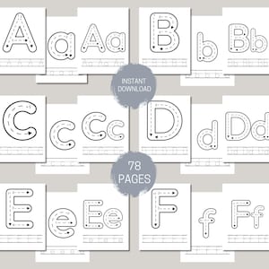 Uppercase Lowercase Alphabet Tracing Worksheets, Printable Preschool-Kindergarten Handwriting Pages, Printable Letter Tracing Worksheets