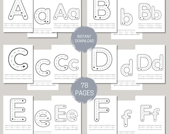 Uppercase Lowercase Alphabet Tracing Worksheets, Printable Preschool-Kindergarten Handwriting Pages, Printable Letter Tracing Worksheets