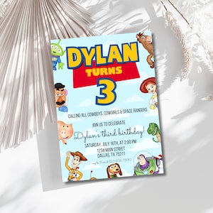 Toy Story Invitation Template, Editable Toy Story Birthday Party, Kids Digital Invitation, Kids Birthday Party, Woody, Buzz,Instant Download