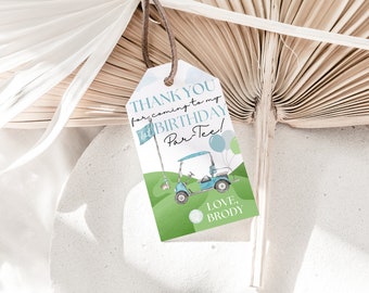Editable Golf Favor Tags, Golf Thank You Par-tee Tags, Boy Golfing Birthday, Hole In One 1st Birthday, Gift Tag, Let's Par-Tee Gift Tag