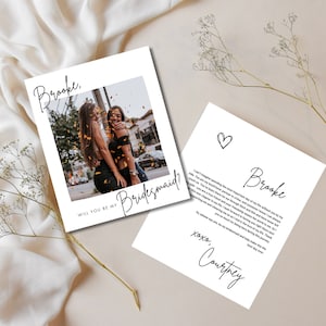 Bridesmaid Proposal Card Template, Editable Photo Proposal Card, Will You Be My Matron of Honor Maid of Honor Card, Bridesmaid Card Template