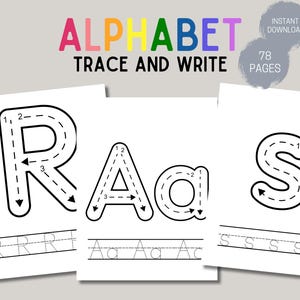 Páginas para trazar el alfabeto de jardín de infantes: letras mayúsculas y minúsculas, práctica de escritura a mano para niños que aprenden a escribir, hojas de trabajo imprimibles