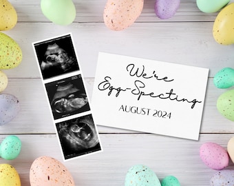 Easter Pregnancy Announcement Digital, April Spring Baby Announcement, Editable Template, Gender Neutral, We're Egg-Specting, Social Media