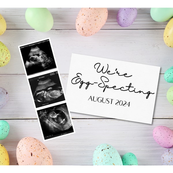 Easter Pregnancy Announcement Digital, April Spring Baby Announcement, Editable Template, Gender Neutral, We're Egg-Specting, Social Media