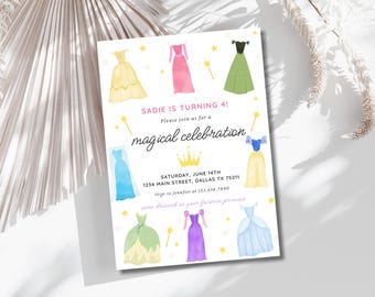 Princess Birthday Invitation, Editable Digital Invite, Magical Princess Theme, Instant Download, Princess Invitation, Girl Birthday