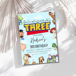 Editable Toy Story Invitation Template, Toy Story Birthday Party, 3rd Digital Invitation, Kids Birthday Party, Woody, You&#39;ve Got a Friend