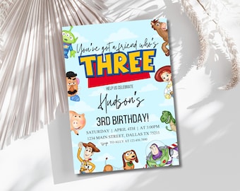 Editable Toy Story Invitation Template, Toy Story Birthday Party, 3rd Digital Invitation, Kids Birthday Party, Woody, You&#39;ve Got a Friend