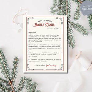 Carta personalizada editable de Papá Noel Desde el escritorio de Papá Noel Correo del Polo Norte de Nochebuena Plantilla imprimible de descarga instantánea