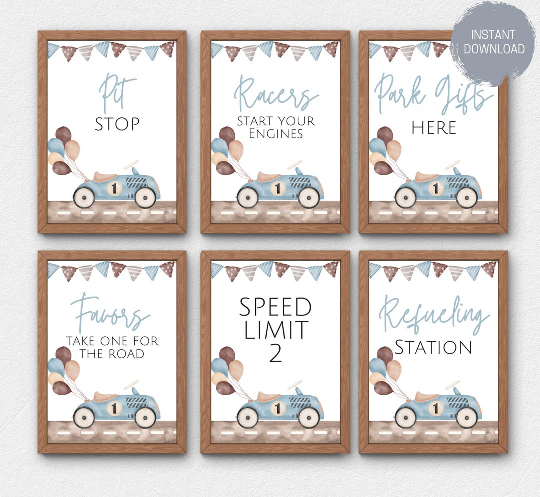 Colorable Racing Signs Editable Racing Party Signs Bundle, Race Cars Birthday Food Drink Signs ...