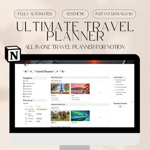 Notion Template | Digital Travel Planner | Notion Planner | Travel Itinerary | Vacation Planner | Trip Planner | Travel Diary | Packing List