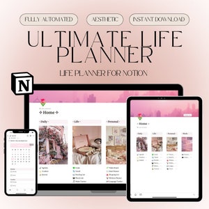 Notion Template | Notion Life Planner | Reading Tracker | ADHD Planner | Travel Planner | Self Care Planner | Habit Tracker | Social Media