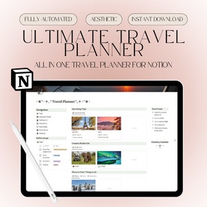 Notion Template | Digital Travel Planner | Notion Planner | Travel Itinerary | Vacation Planner | Trip Planner | Travel Diary | Packing List