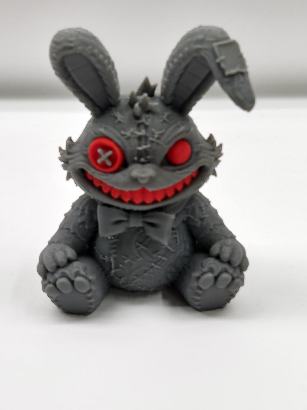 Creepy Bunny Figure – 3D Printed Evil Rabbit With Red Button Eye ...