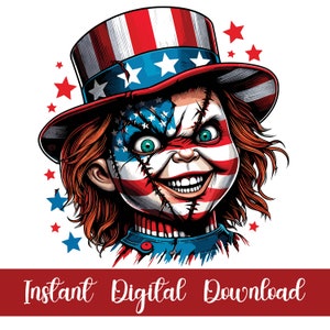 Chucky 4 juillet png, joyeux 4 juillet png, drapeau américain png, chemise de la liberté png, jour de l'indépendance png, film d'animation jour des États-Unis.