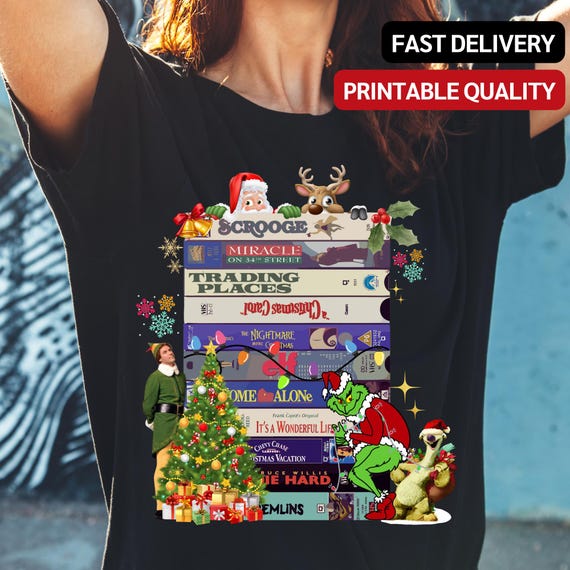 【中古】 Christmas Movie Themes Vintage Christmas VHS Png, Retro Funny Christmas VHS Png