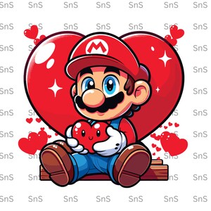 Super Mari Love Png, Coração Retro Png, Amor Png, Feliz Dia dos Namorados Png, Sublimação de Coração, Download Digital, Corações Vermelhos Png, Trendy