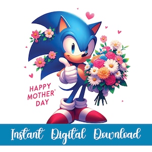 Feliz Día de la Madre Sonic Clipart, Sonic Png, Personajes de dibujos animados, Día de la Madre Png, Mamá Png, Pájaro Floral, Regalo del Día de la Madre, Mejor Mamá Png.