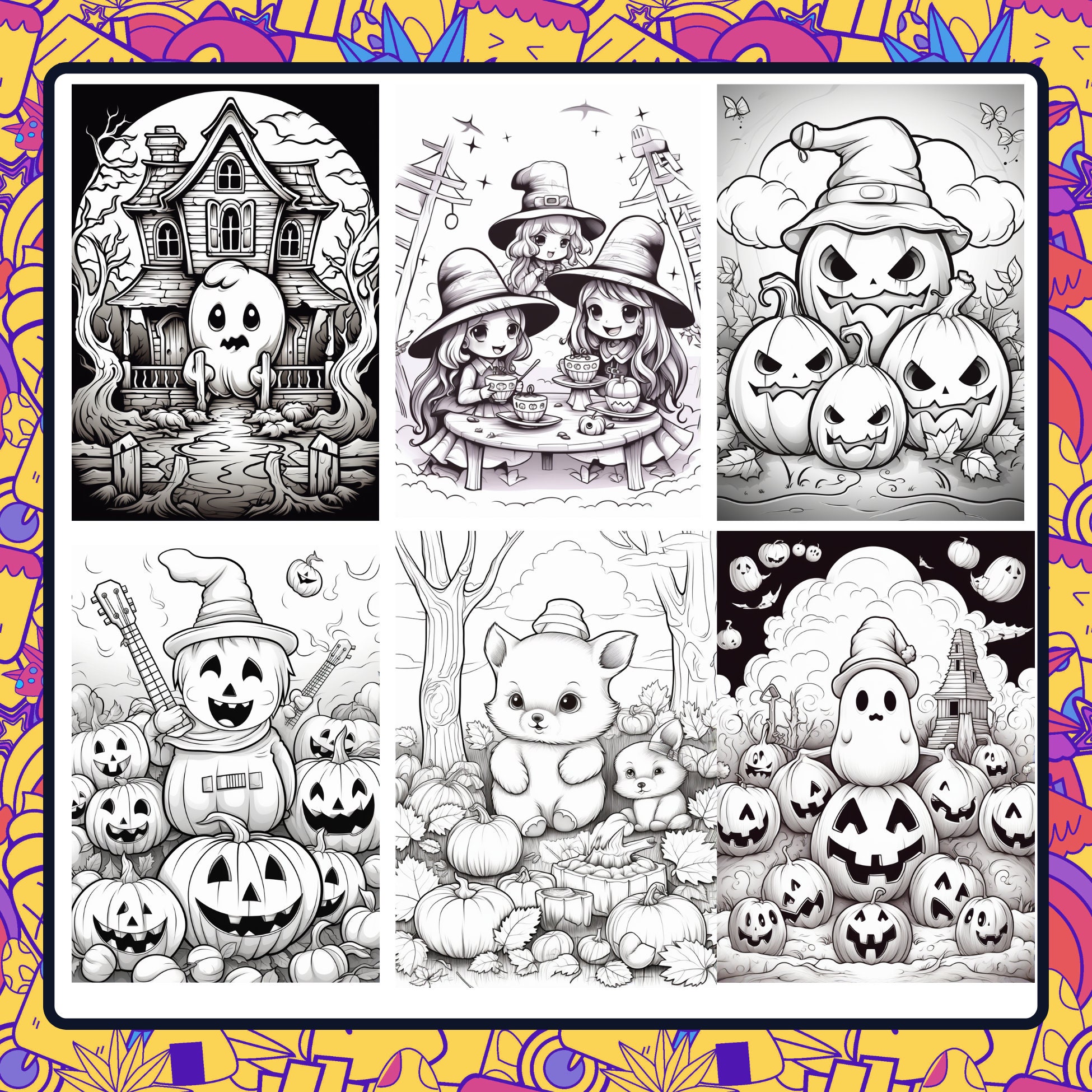 Downloadable Kawaii Halloween Drawings Print Color Now - j6jmr4t