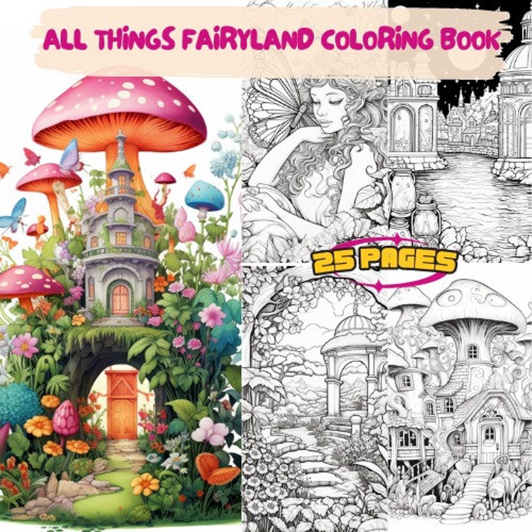 25 All Things Fairyland -themed Coloring Pages, Adult Coloring Book ...
