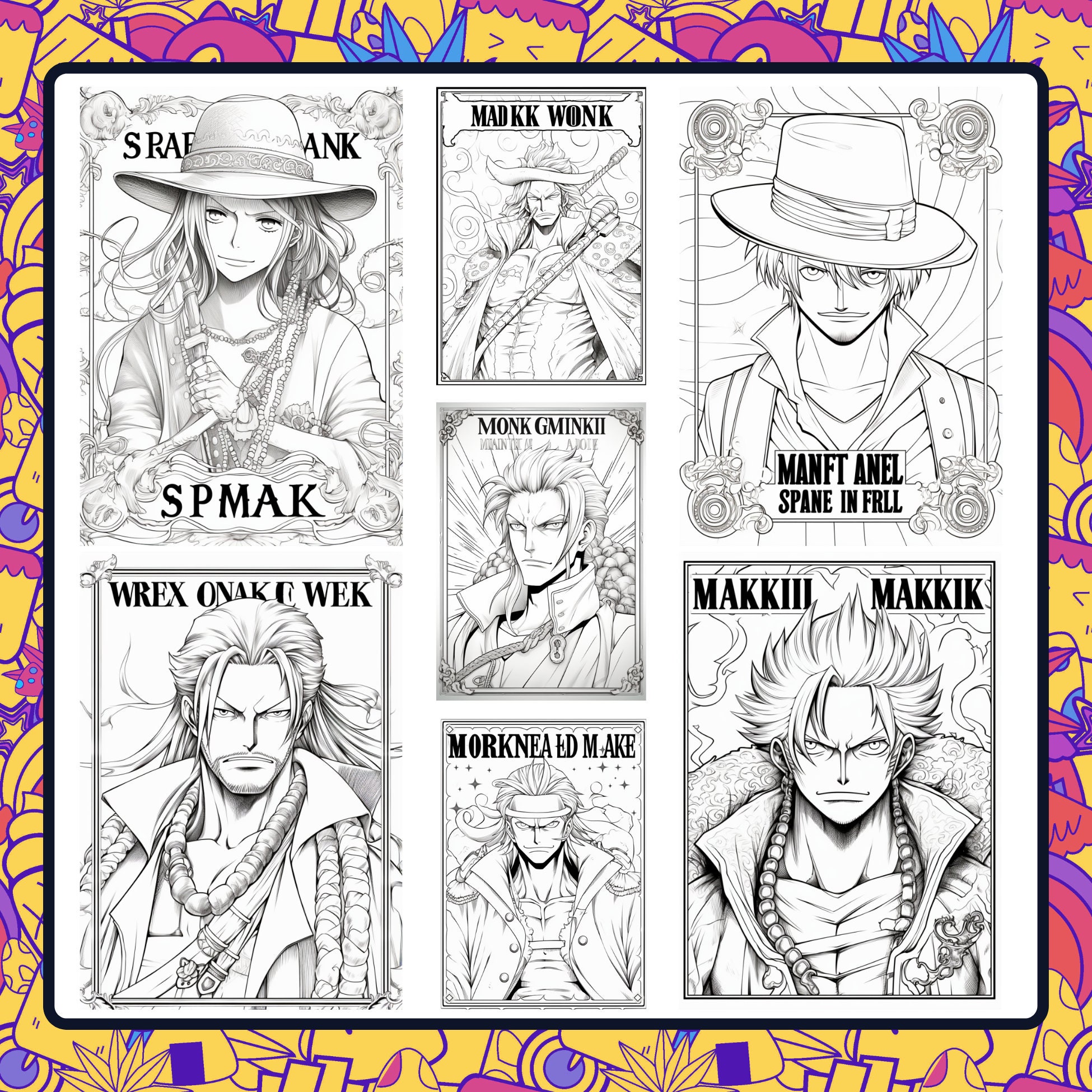 25 One Piece Wanted Coloring Pages, Adultkids Coloring Book, Digital Print, Decorative Books ...