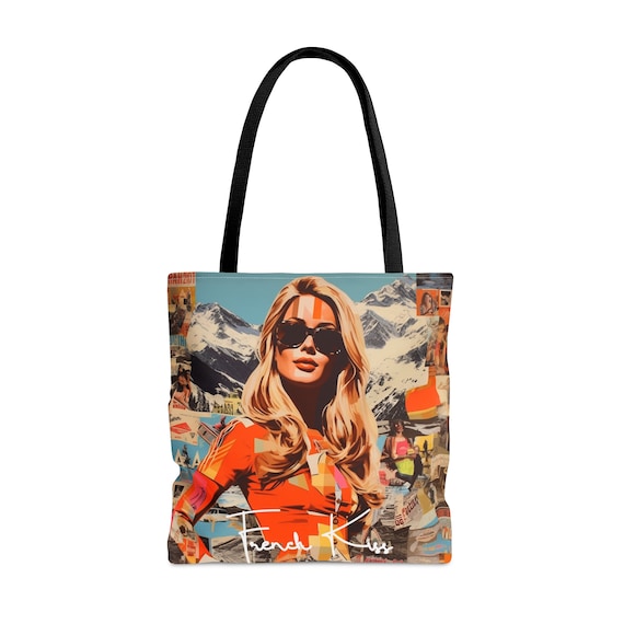 3 VALLES French Kiss Pop Art Sexy Sassy Tote Bag France Couture Pop Art Travel Fashion Luxury Chic French designer deluxe