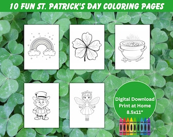 St. Patrick's Day Coloring Pages Fun St. Patrick's Day Coloring Pages for Kids Printable Fun Activity Digital Download