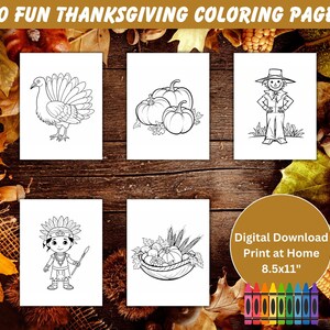 Thanksgiving Coloring Pages Fun Thanksgiving Coloring Pages for Kids Printable Fun Activity Digital Download
