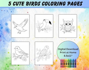 Bird Coloring Pages Cute Birds Coloring Pages for Kids Printable Fun Activity Digital Download