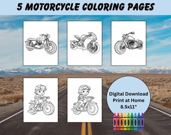 Motorcycle coloring pages motorcycles coloring pages for kids printable activity digital download