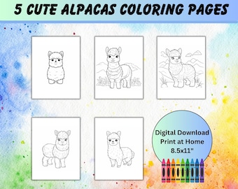 Alpaca coloring pages cute alpacas coloring pages for kids printable fun activity digital download