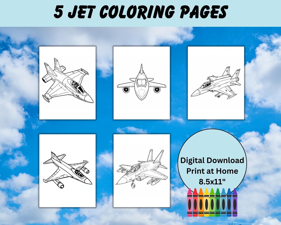 Jet Coloring Pages Jets Coloring Pages for Kids Printable Activity Digital Download - Etsy