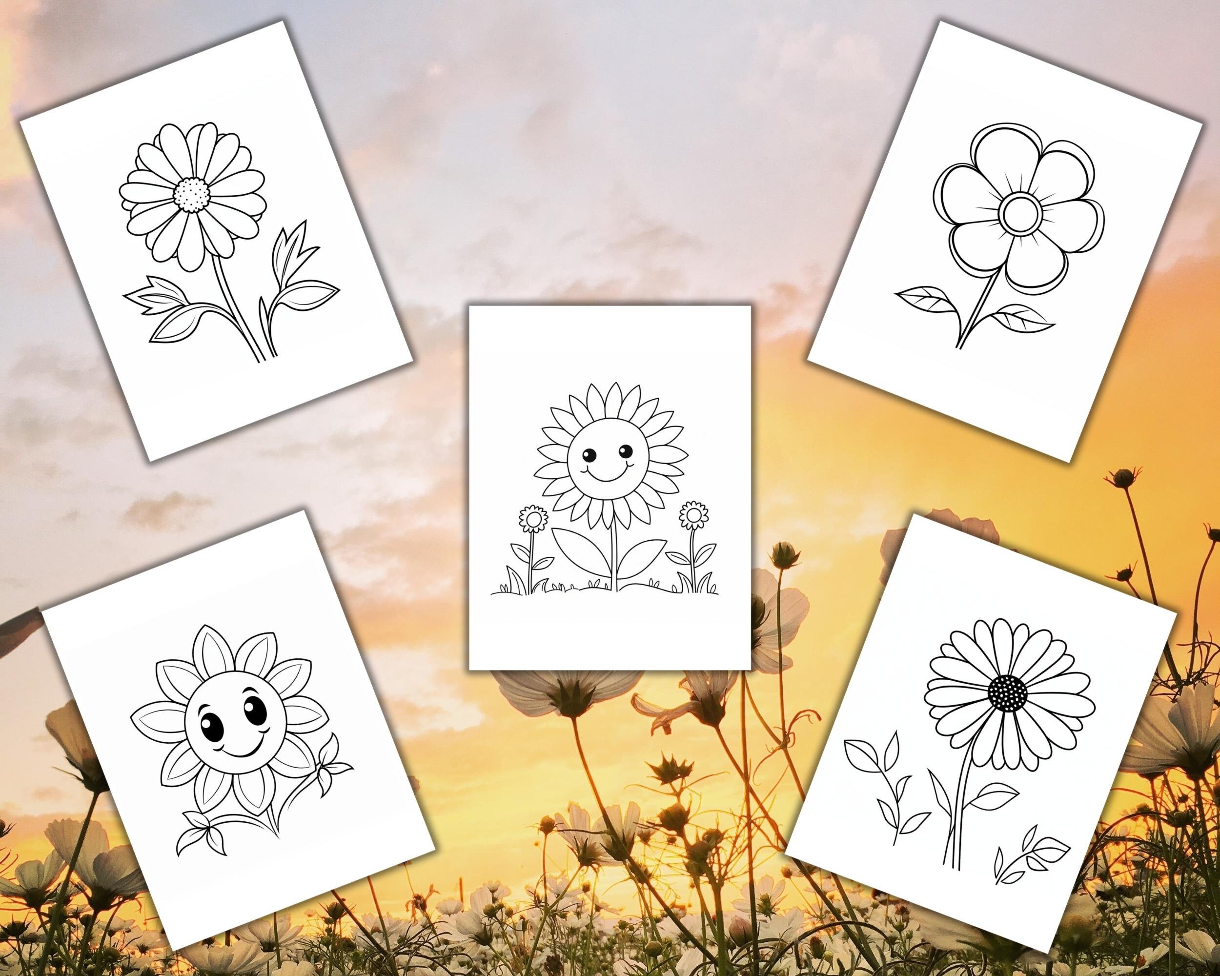Simple Flower Coloring Pages Flowers Coloring Pages for Kids Printable ...