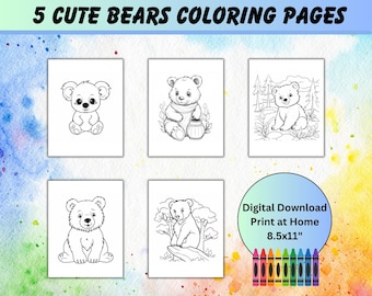 Coloriage Ours Ours Mignon Coloriages Pour Enfants Activité Amusante Imprimable Téléchargement Numérique