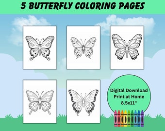 Butterfly Coloring Pages Fun Butterflies Coloring Pages for Kids Printable Fun Activity Digital Download
