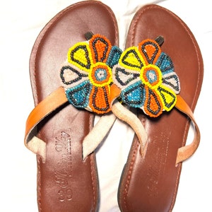 Handmade Beaded Leather Sandals: African Masai Style