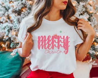 Women's Christmas T-shirt, Merry Christmas T-shirt, Christmas T-shirt for Friends, Christmas Clothes, Matching Shirt for Friends.