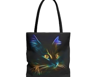 3D Black Cat Tote Bag, Black Cat Tote Bag, Cat Lover Tote Bag, Print All Over, Tote Bag for Birthday Kid, Tote Bag.