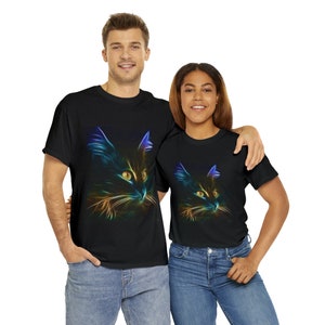 3D Black Cat T Shirt For Cat Lovers, Unisex Heavy Cotton Tee