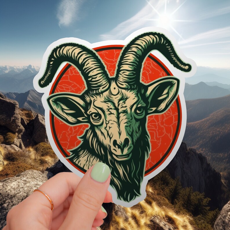 Goat Sticker Retro Vinyl Ram Decal for Water Bottle, Guitar, Macbook ...