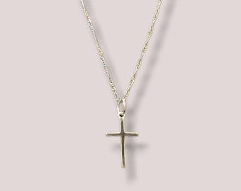 Silver Cross Necklace Simple Jewellery Silver Necklace Gift - Etsy