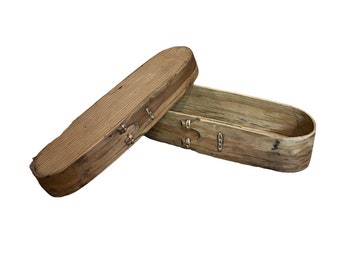 1800s primitive Norwegian tine box, RUSTIC Memory & Keepsake Box, JEWELRY/ table box, bent wood Collectible folk art