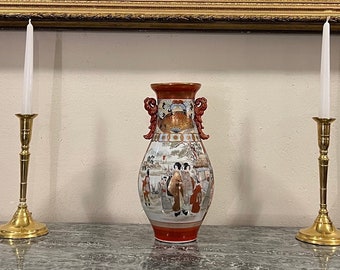 九谷幸仙 九谷幸仙 金彩九谷焼 花鳥図 金魚柄 飾り花瓶 45.8cm VA316