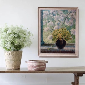 Vintage Oil Painting &quot;Spring on the Windowsill&quot;, Famous Norwegian artist, Scandinavian Fine Art