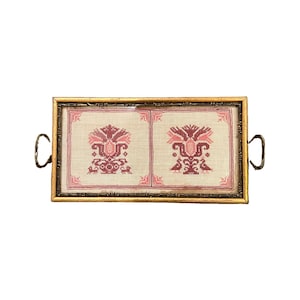 1880/90s Norwegian handcrafted serving tray/wall decor from Norway, Art Nouveau style Embroidery, folkart/folk art, rustic farmhouse style