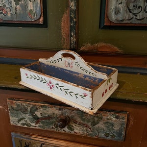 18/1900s RUSTIC cutlery box/basket with beautiful patina, RARE Country/ farmhouse style Primitive kitchen storage box