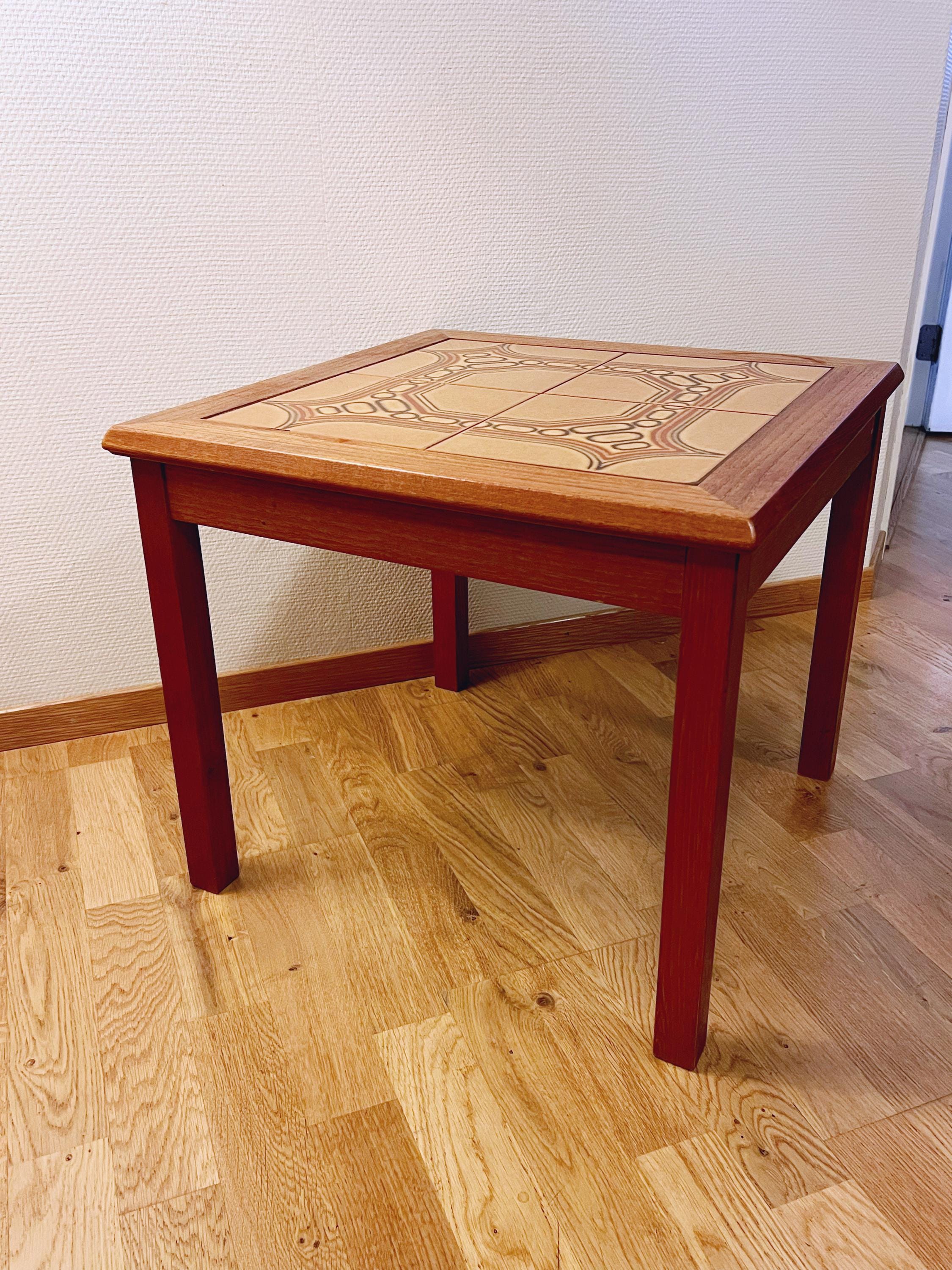 C1960s VTG Danish Mid-century Modern Design Tiled Teak Wood Side
