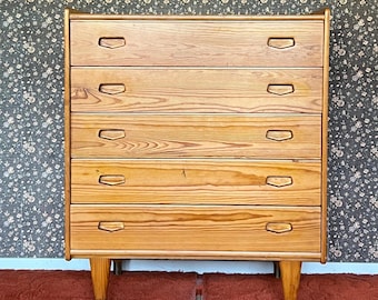 Cómoda de pino natural de los años 60, mesita de noche, diseño escandinavo/danés, estilo nórdico.