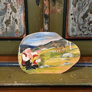 Vintage Norwegian TROLL hand painted wooden wall hanging /Slicing Board from Telemark, Norway, traditional folkart, farmhouse rustic style