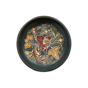 1970s Vintage rosemaling plate/ beer bowl, Norwegian Telemark Rose painting folkart folk art from Norway, wedding/ housewarming